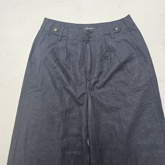 Madewell Palazzo Wide Legged Relaxed  Pants Lenin Blend True Navy Blue Sz 6 - Picture 6 of 16
